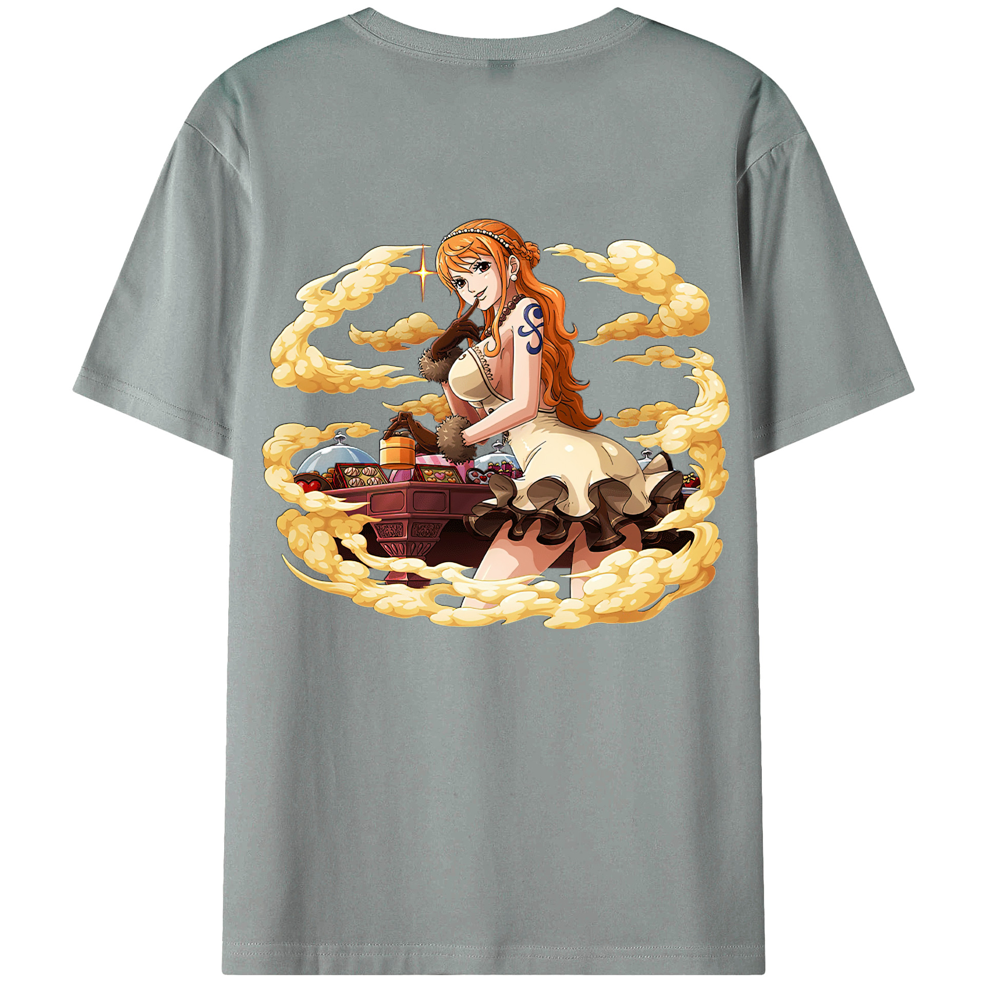 （画像用） ワンピース ナミ ONE PIECE Nami 綿100％ メンズ半袖Tシャツ（バックプリント） 通気性
